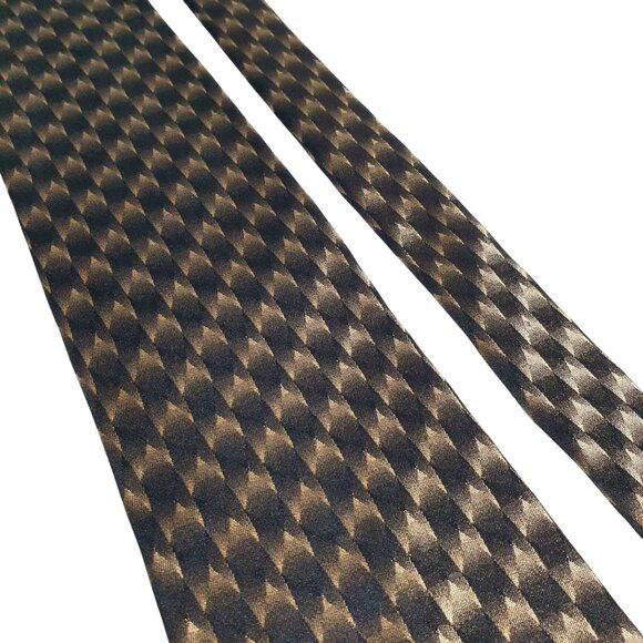 Bugatti Mens Geometric Patterned Silk Tie Black Gold Office Core Dad Gift Formal - Picture 2 of 5